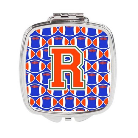 CAROLINES TREASURES Letter R Football Green, Blue and Orange Compact Mirror CJ1083-RSCM